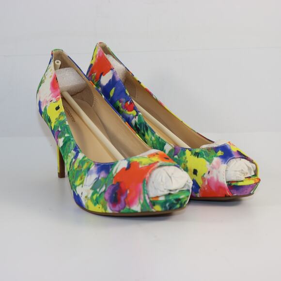 Liz Claiborne Peep Toe Floral Heels – Size 10M – New Without Box - Picture 1 of 6